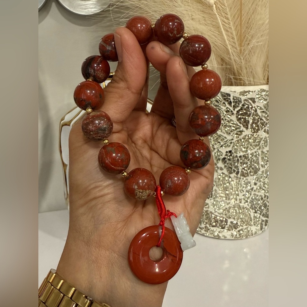 Jasper stone bracelet 14mm beads size